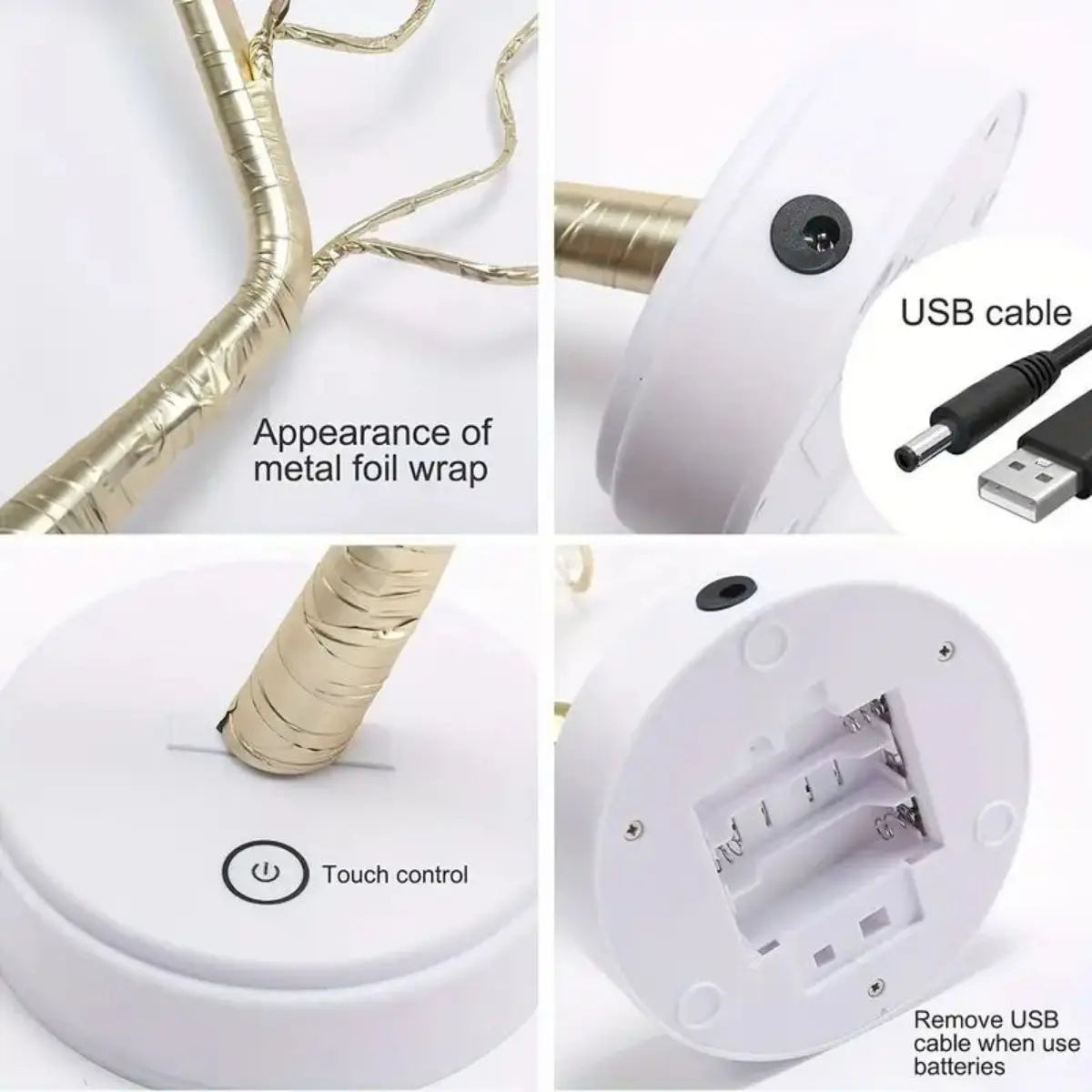 Candle Tree LED Candle Light Touch Control USB design detail view