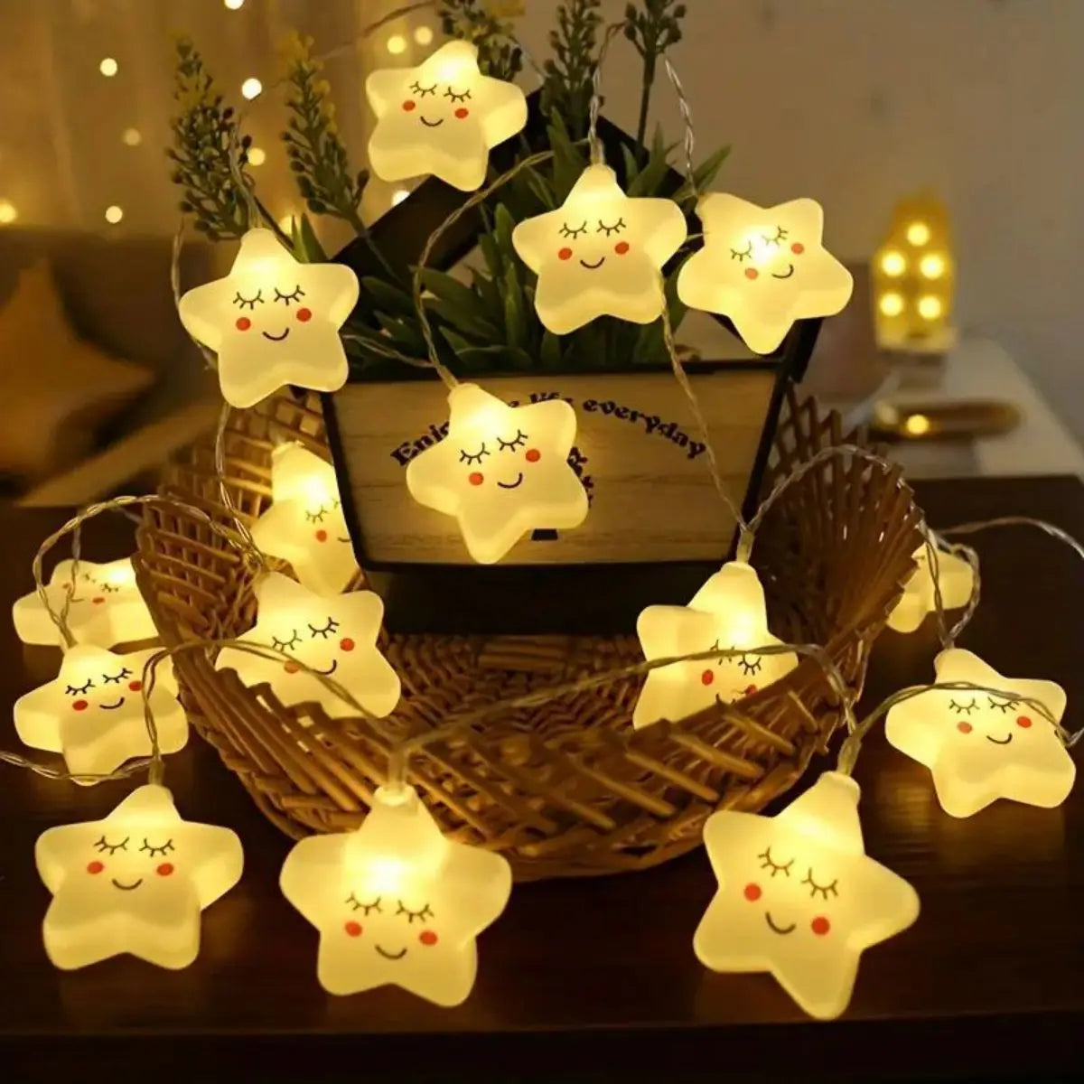 Star & Cloud Battery-Powered LED String Lights – Bedroom Fairy Lights