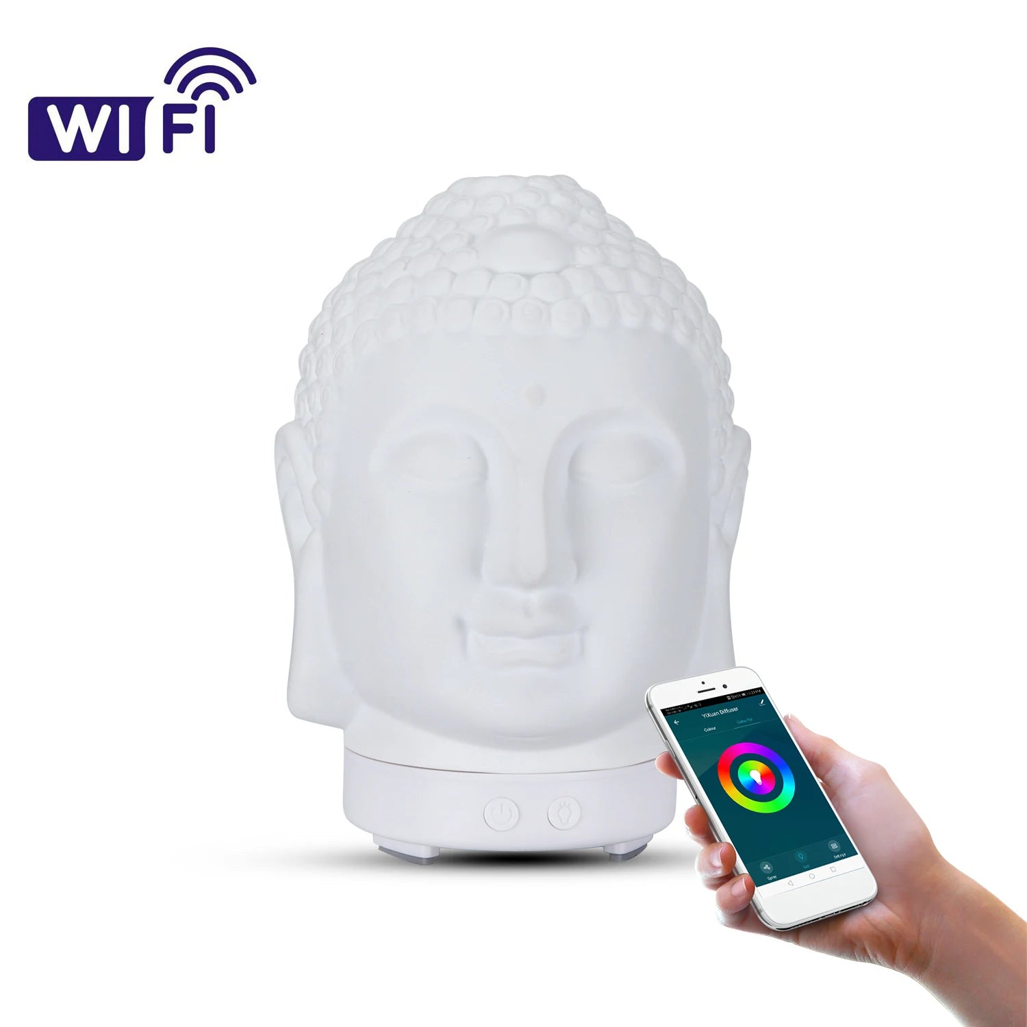 Wood Humidifier Night Light Color-Changing Remote Control close-up product view