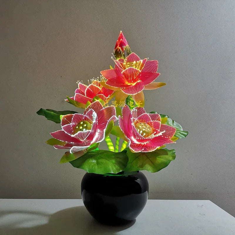 Lotus Fiber Optic LED Flower Lamp – Buddha Fo Lamp Novelty Desk Light
