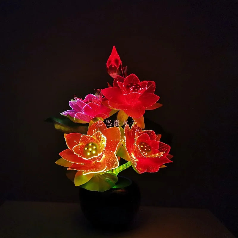 Lotus Fiber Optic LED Flower Lamp – Buddha Fo Lamp Novelty Desk Light