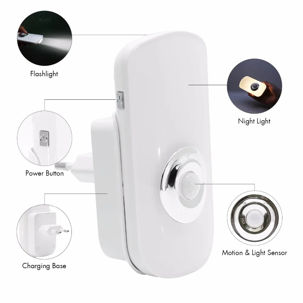 In Motion Sensor Night Light Rechargeable Battery design detail view