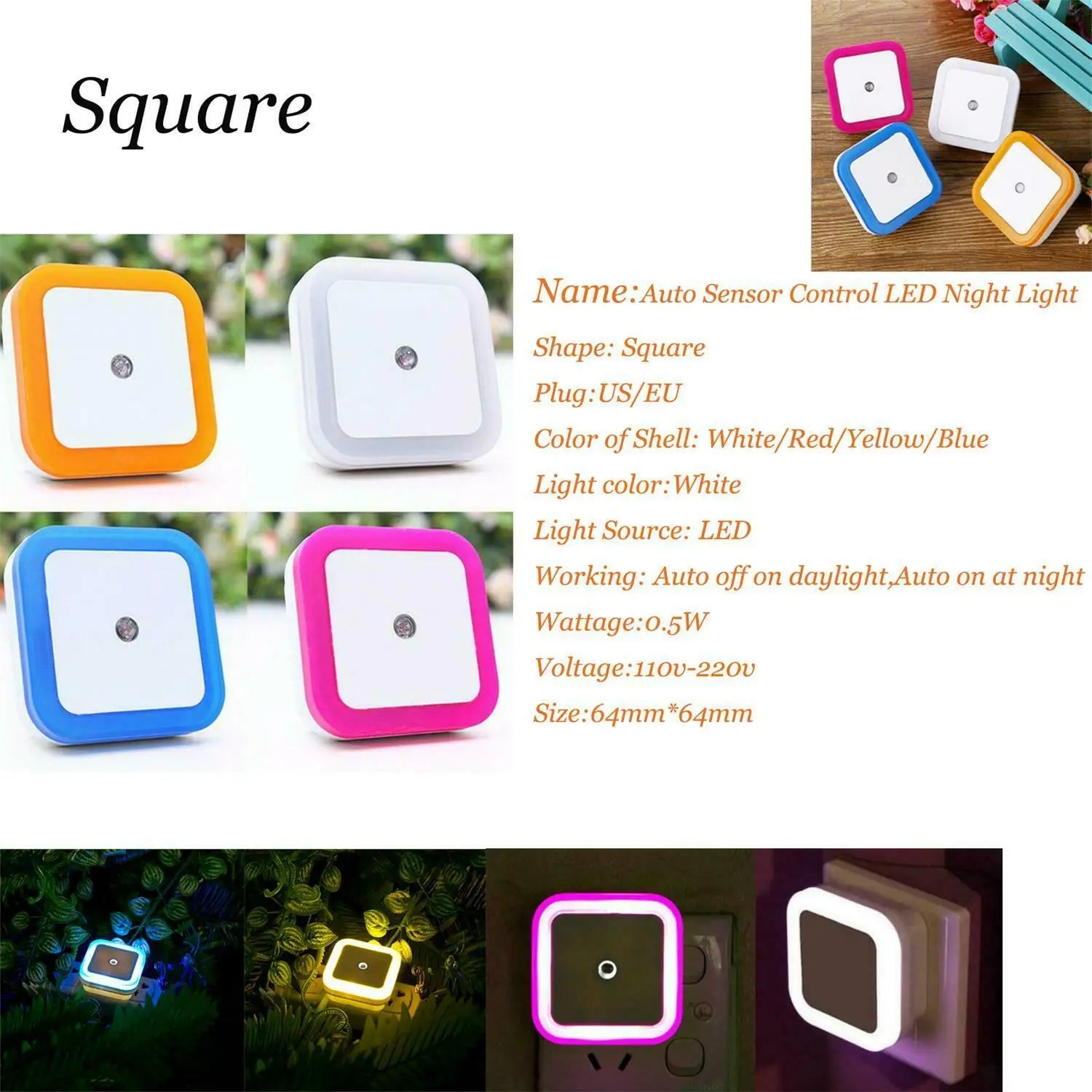 Auto Sensor LED Plug-In Night Light
