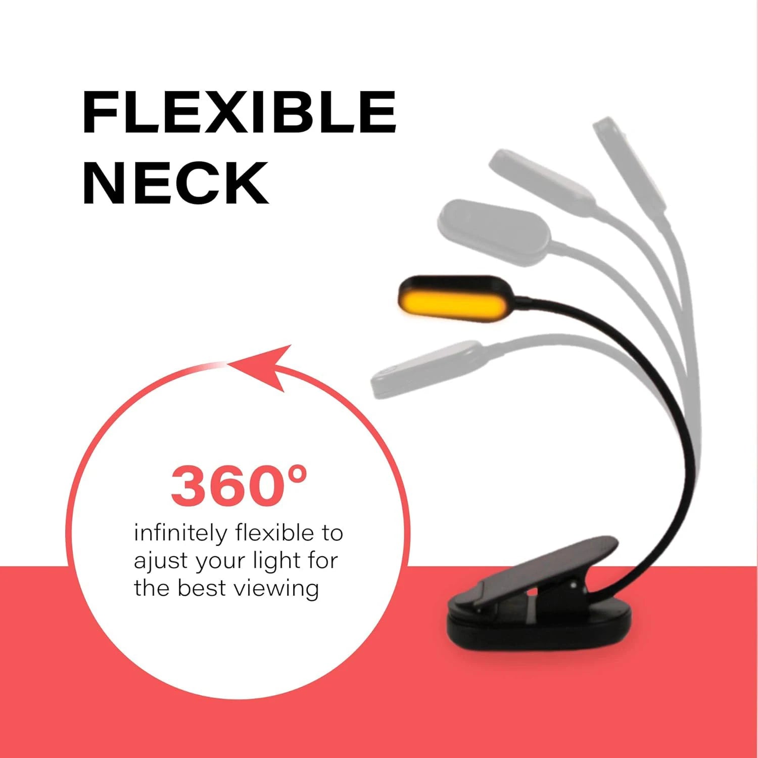 Amber Blue-Light Blocking Clip Reading Light – 1600K Rechargeable Eye-Care LED