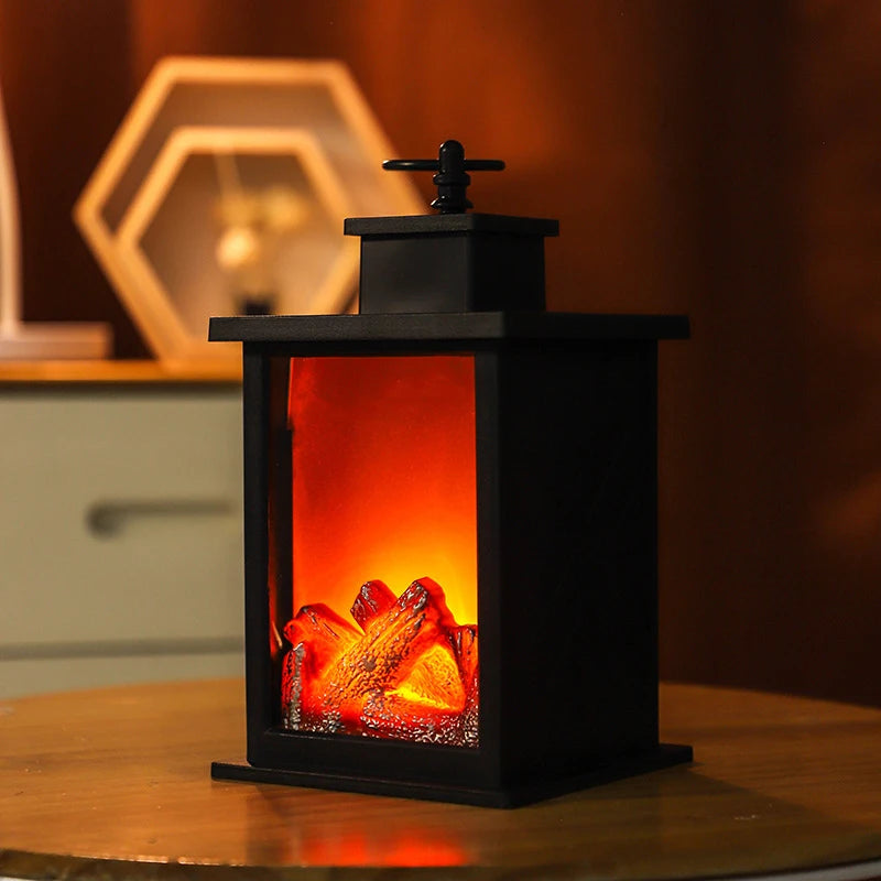 Portable LED Fireplace Lantern – Cozy, Flickering Flame Effect