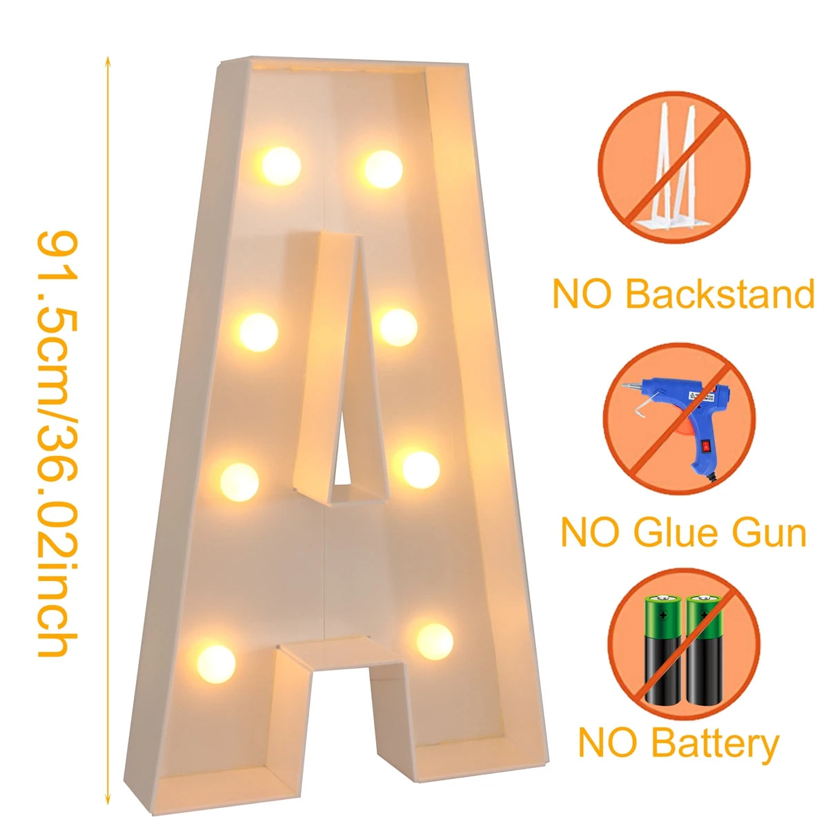 Giant LED Letter Light Frame Box – 91.5cm DIY Name Balloon Filling Box for Parties