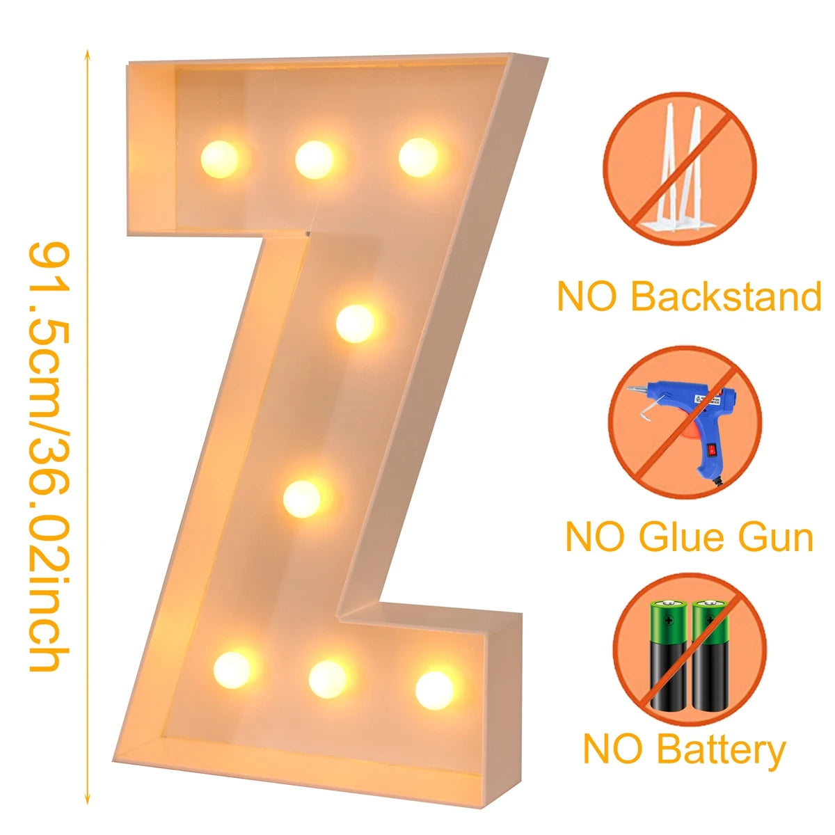 Giant LED Letter Light Frame Box – 91.5cm DIY Name Balloon Filling Box for Parties
