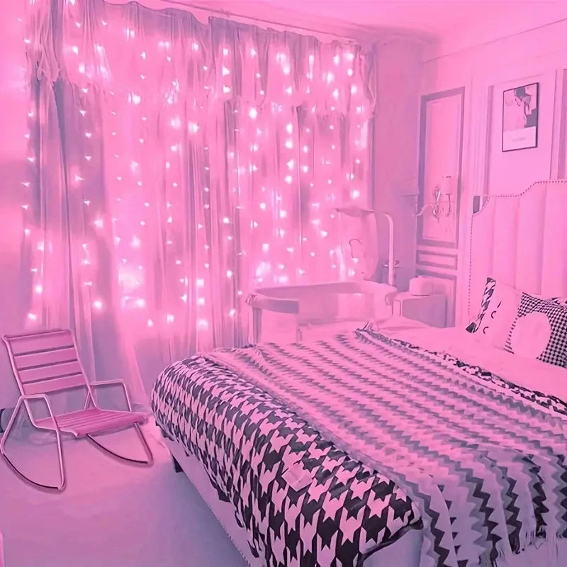USB-powered curtain string lights