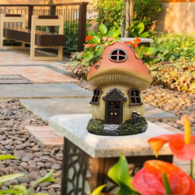 Solar-Powered Mushroom House Light – Enchanting Garden Decor