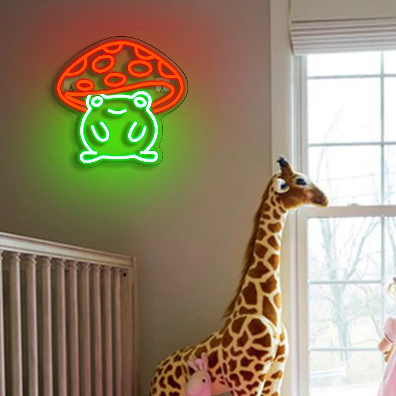 Frog & Mushroom LED Neon Light – Whimsical USB Wall Decor