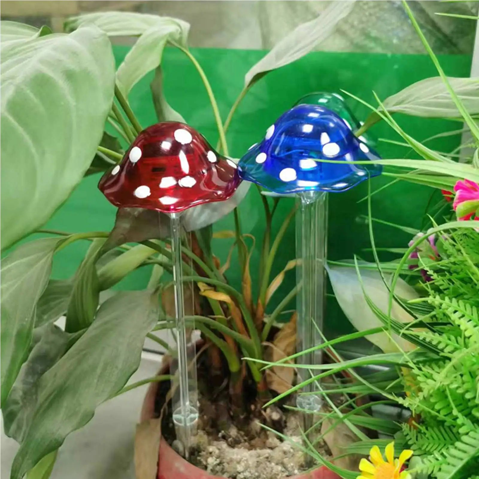 Solar-Powered Mushroom Garden Lights – Set of 3 (Red, Blue, Green)