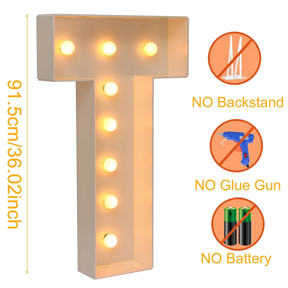 Giant LED Letter Light Frame Box – 91.5cm DIY Name Balloon Filling Box for Parties