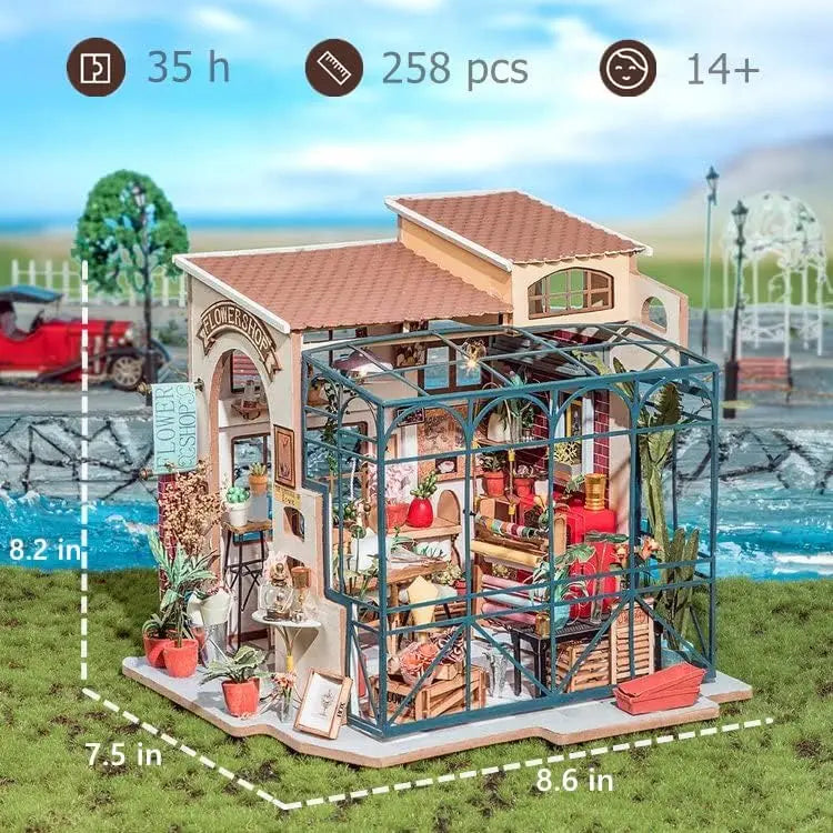Robotime Mini House DIY Dollhouse Kit – LED-Lit Miniature Craft Set