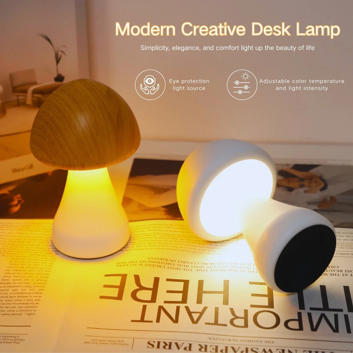Rechargeable Mushroom Night Light – Touch-Controlled LED Table Lamp