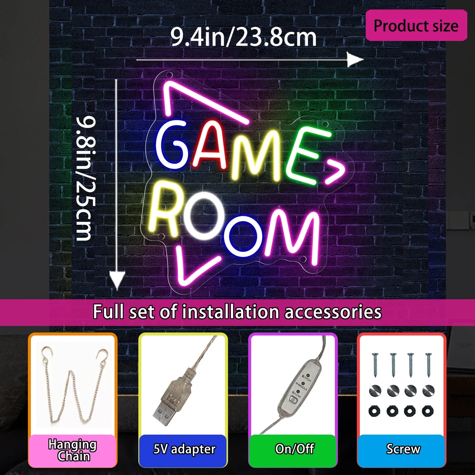 Game Neon Sign Neon Wall Light USB lifestyle product view