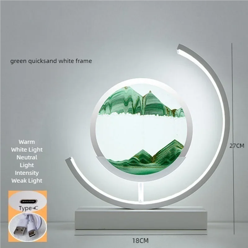 LED Moving Sand Art Table Lamp – 3D Flowing Sandscape Hourglass Bedside Night Light