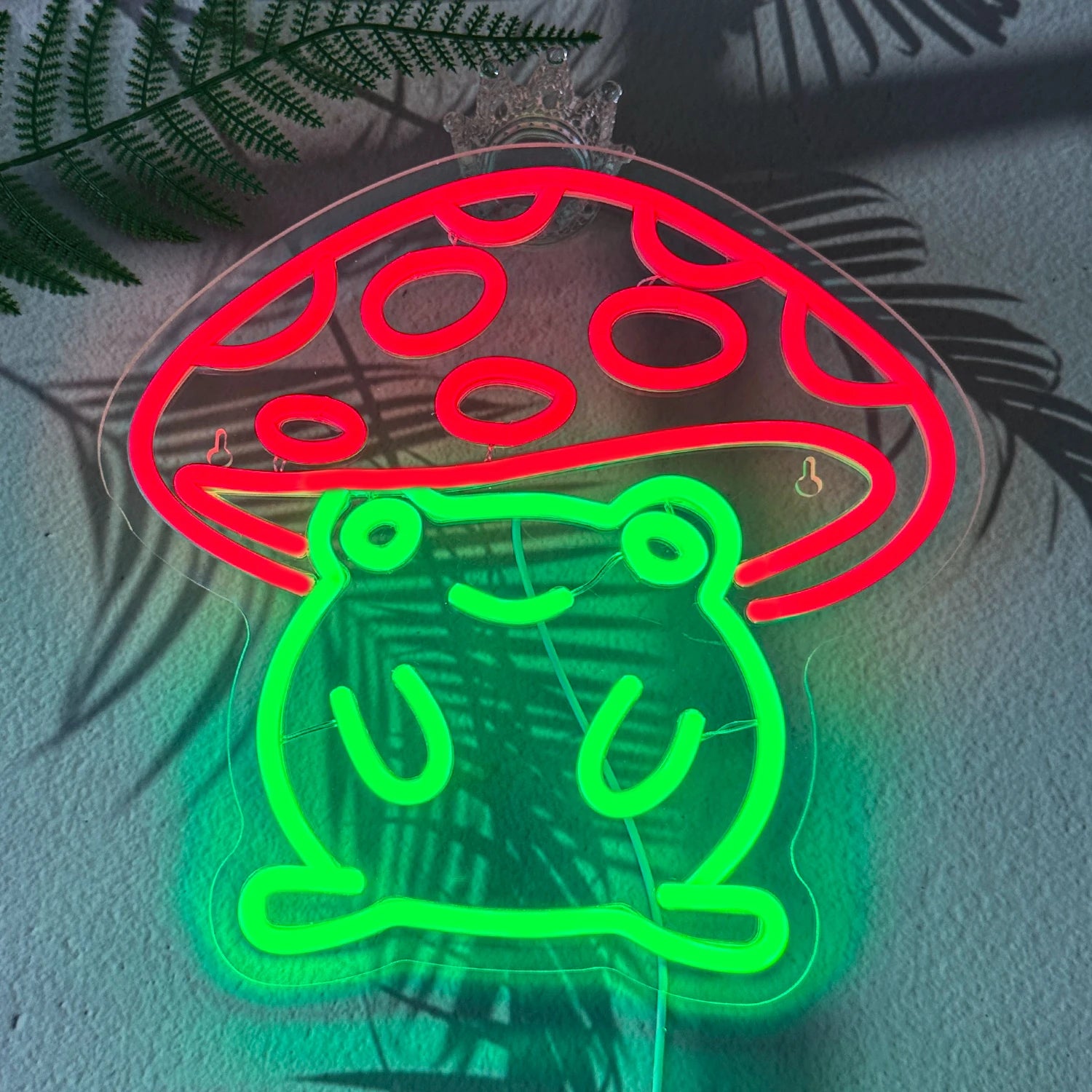 Frog & Mushroom LED Neon Light – Whimsical USB Wall Decor