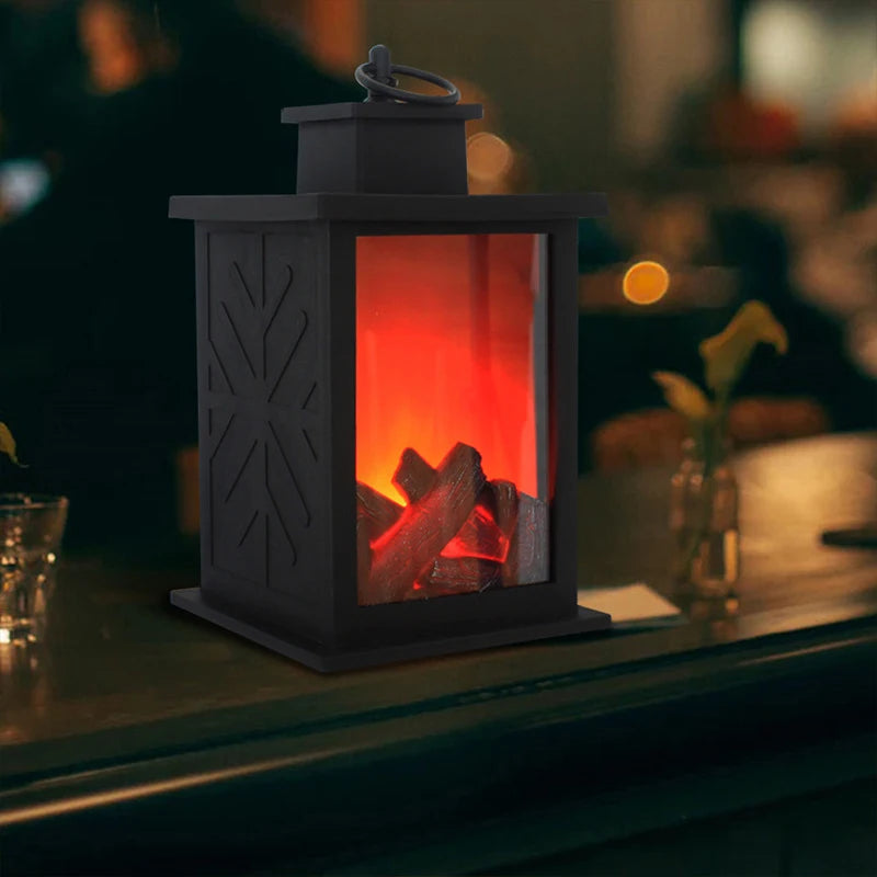 Portable LED Fireplace Lantern – Cozy, Flickering Flame Effect