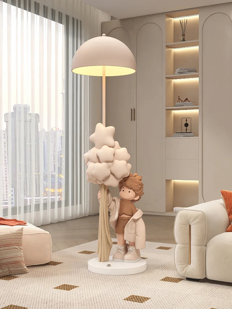 Luminous Boy Statue Floor Lamp – 160cm LED Bluetooth Speaker Sculpture for Living Room