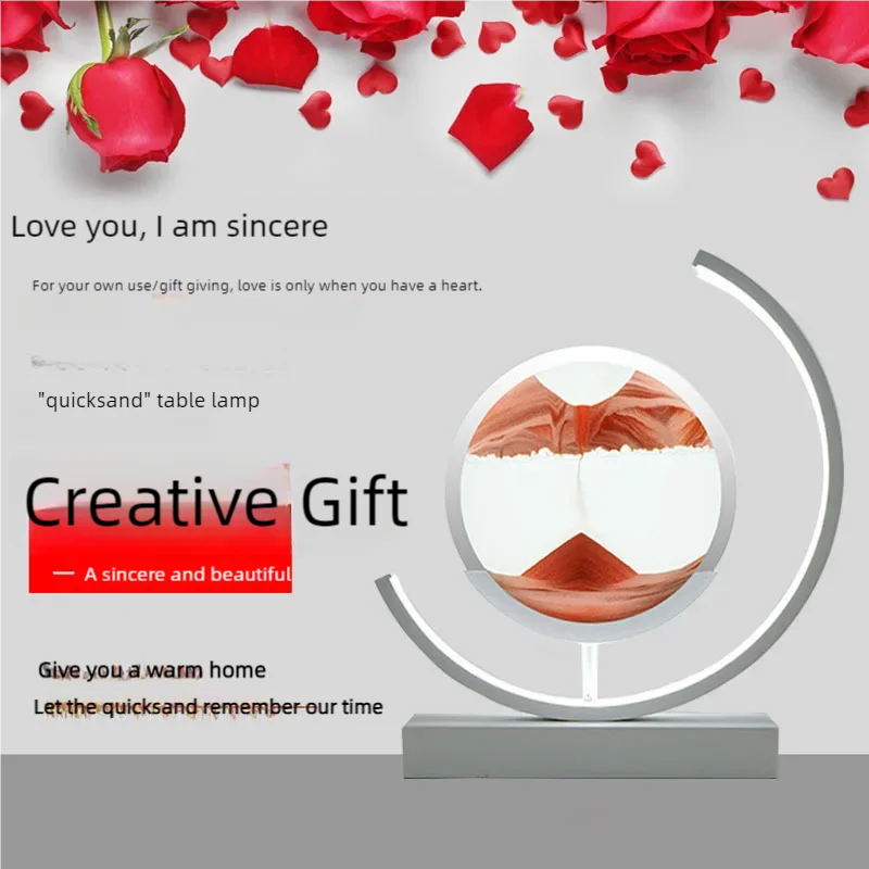 LED Moving Sand Art Table Lamp – 3D Flowing Sandscape Hourglass Bedside Night Light