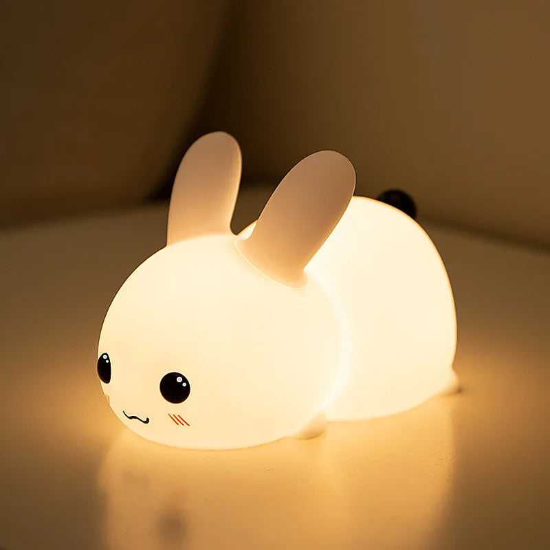 LED Bunny Rabbit Night Light – Remote Control RGB Rechargeable Silicone Kids Lamp