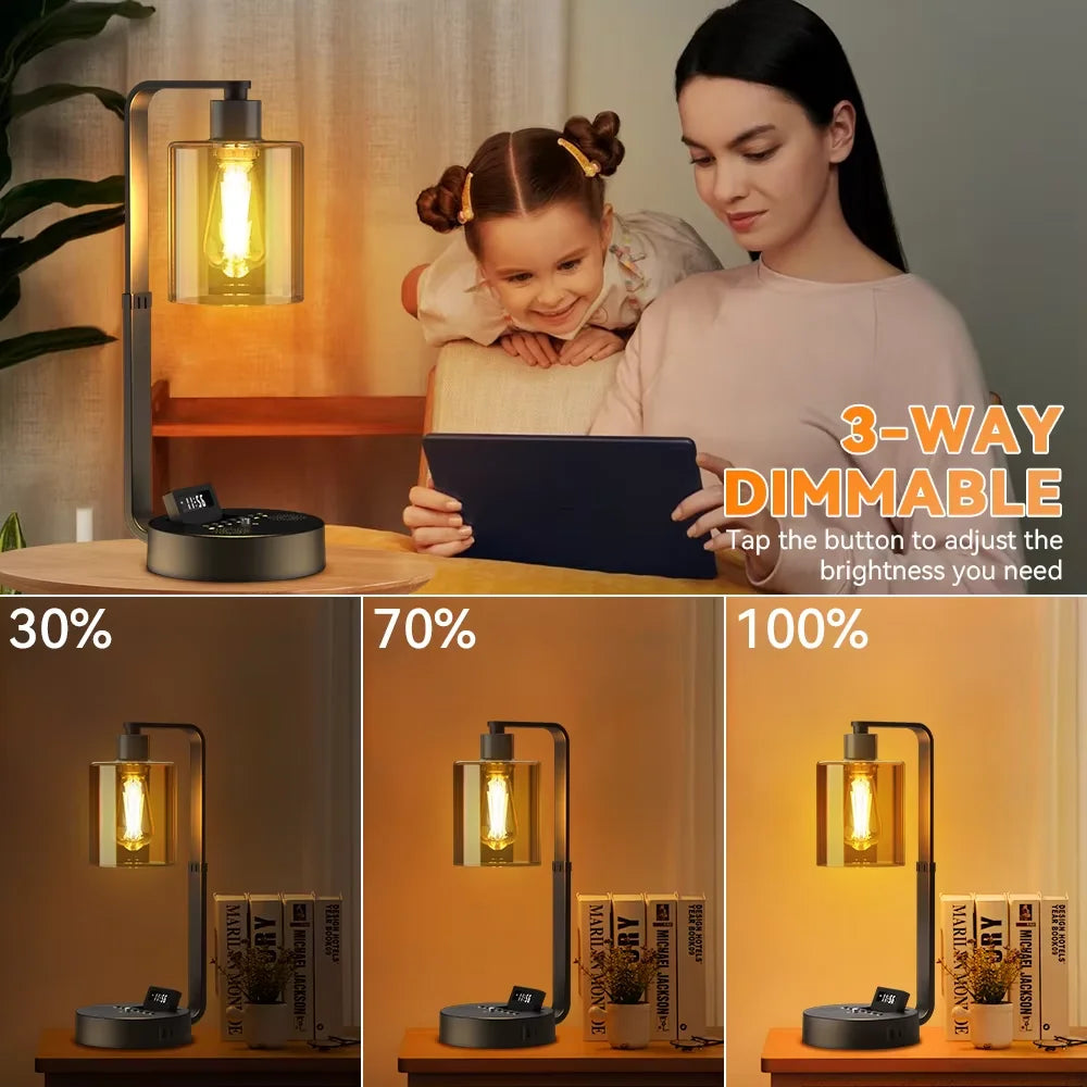 Modern Bedside Lamp with Bluetooth Speaker