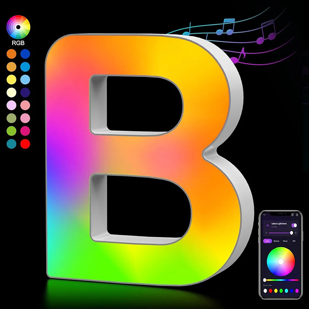 Smart LED Alphabet Letter Lights – App & Voice Controlled RGB Night Light for Bedroom Wall Décor