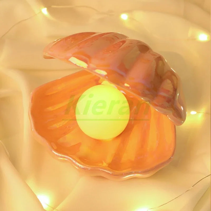 Shell with Pearl Ceramic Nightlight - Two Colors