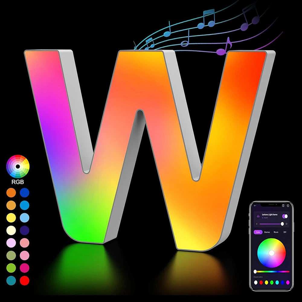 Smart LED Alphabet Letter Lights – App & Voice Controlled RGB Night Light for Bedroom Wall Décor