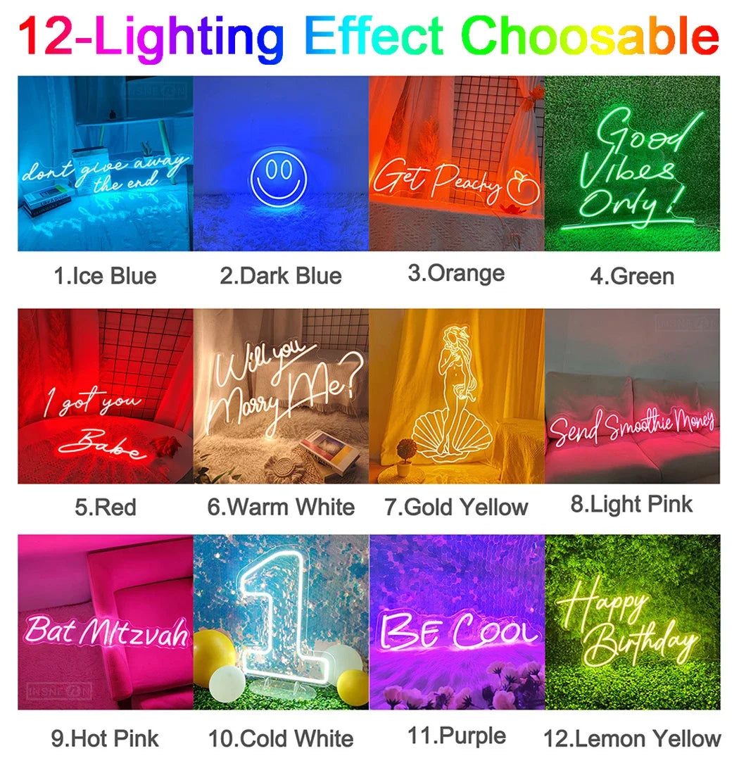 Feliz Cumpleanos Neon Neon Wall Light USB design detail view