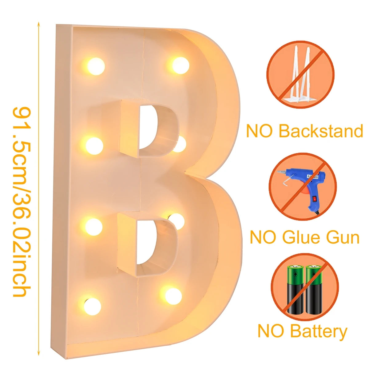 Giant LED Letter Light Frame Box – 91.5cm DIY Name Balloon Filling Box for Parties