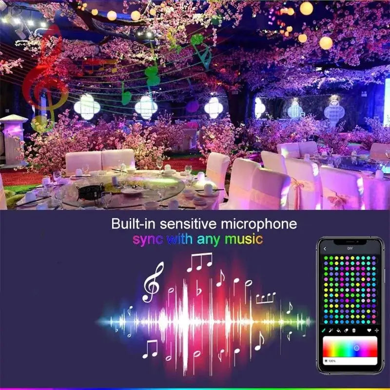 10M G40 Bulb String Lights USB Color-Changing close-up product view, in 10m 50LED