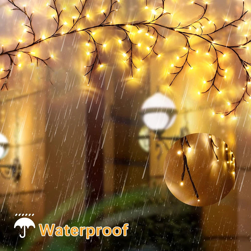 LED Tree Branch Fairy Light – USB & Solar 8-Mode DIY Vine Lamp for Christmas & Garden