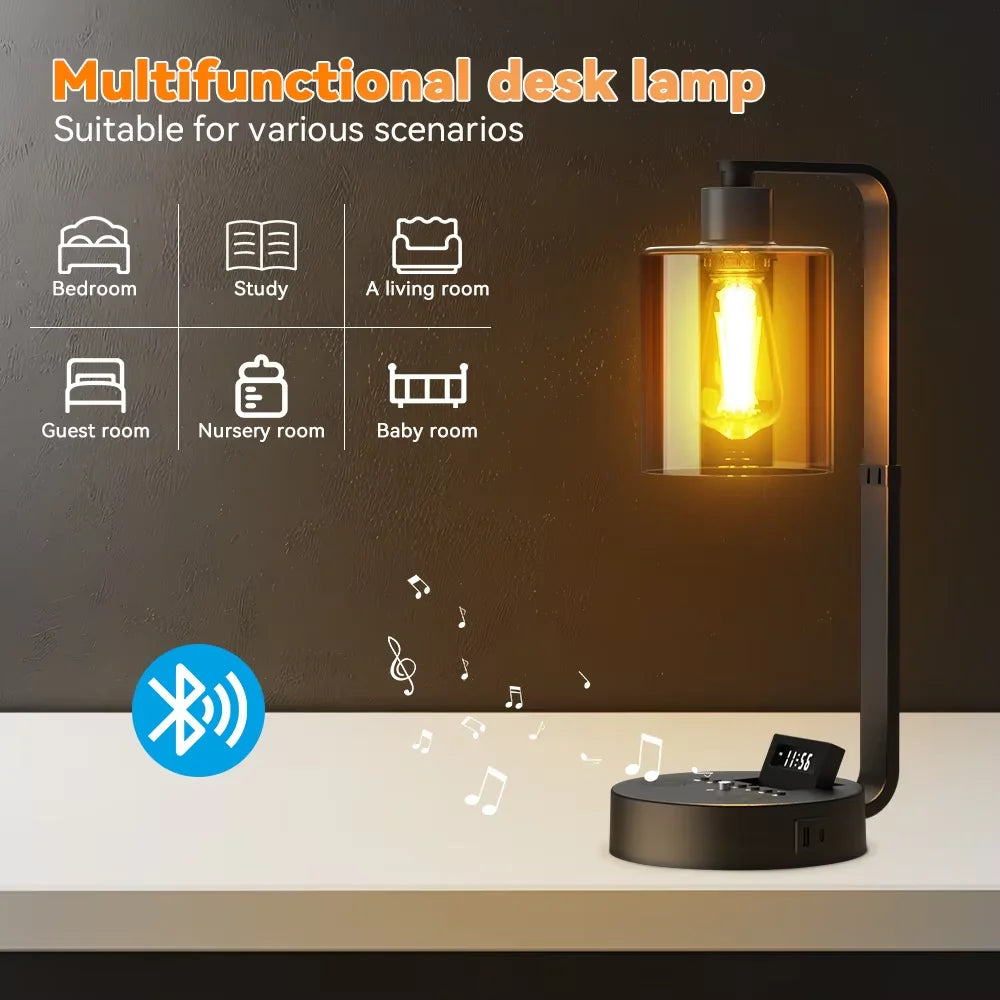 Modern Bedside Lamp with Bluetooth Speaker