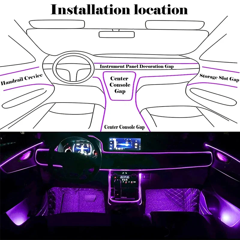 Flexible El Wire Neon Wall Light Dimmable USB close-up product view