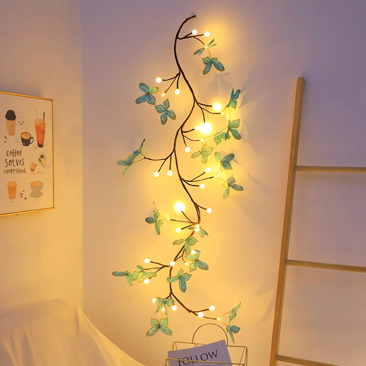 LED Butterfly Tree Vine Lamp with Flexible Shape Vine Strip Lamp for Indoor Wall Decoration and Romantic Atmosphere Lighting
