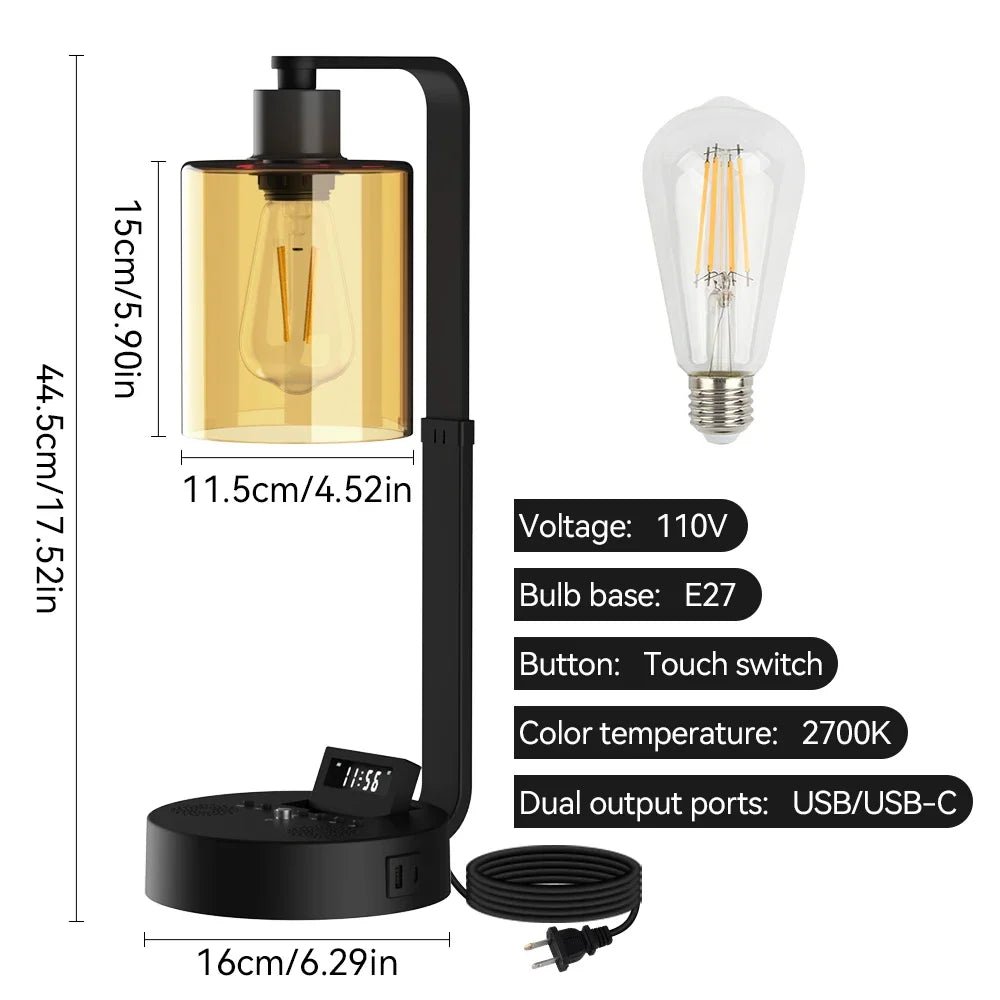 Modern Bedside Lamp with Bluetooth Speaker