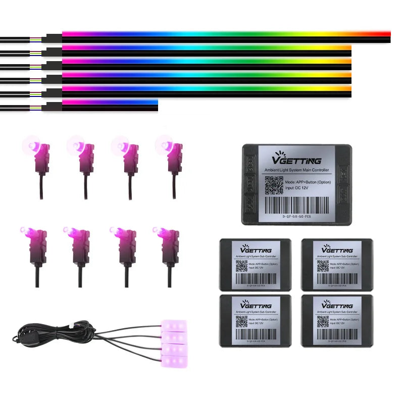 RGB Car Ambient Interior Lights – Full Colour LED Streamer Strip for Dashboard & Footwell