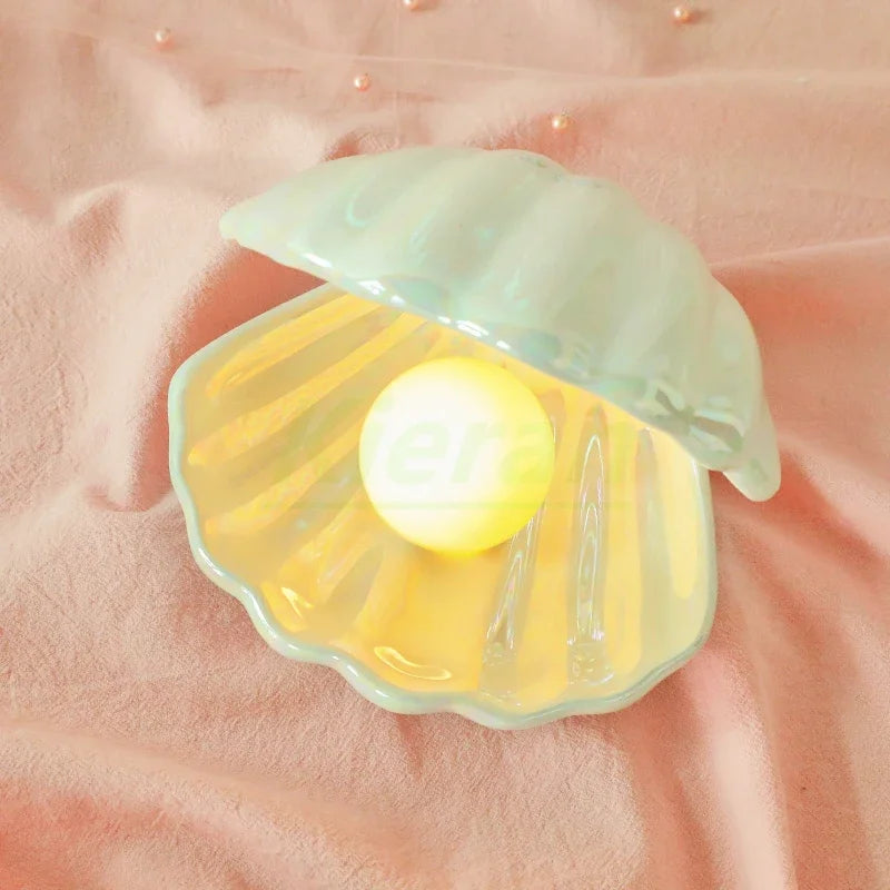 Shell with Pearl Ceramic Nightlight - Two Colors