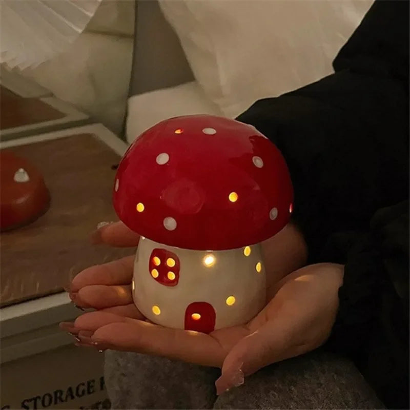 Enchanted Ceramic Mushroom Nightlight – A Whimsical Glow for Any Space