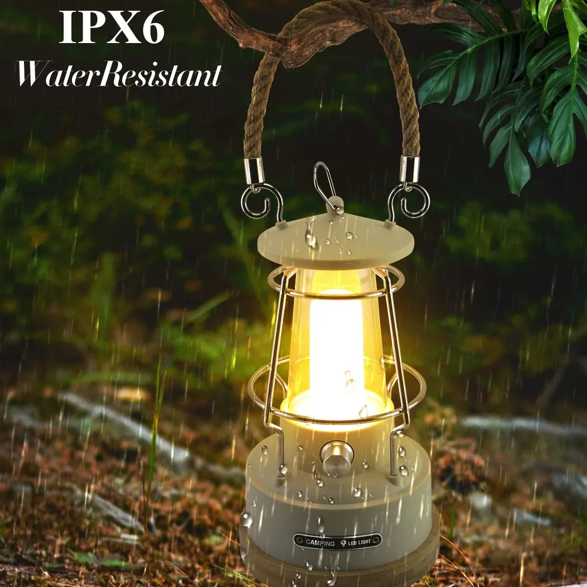 Retro Camping Lantern – Rechargeable Dimmable LED Vintage Battery Lantern (Waterproof)
