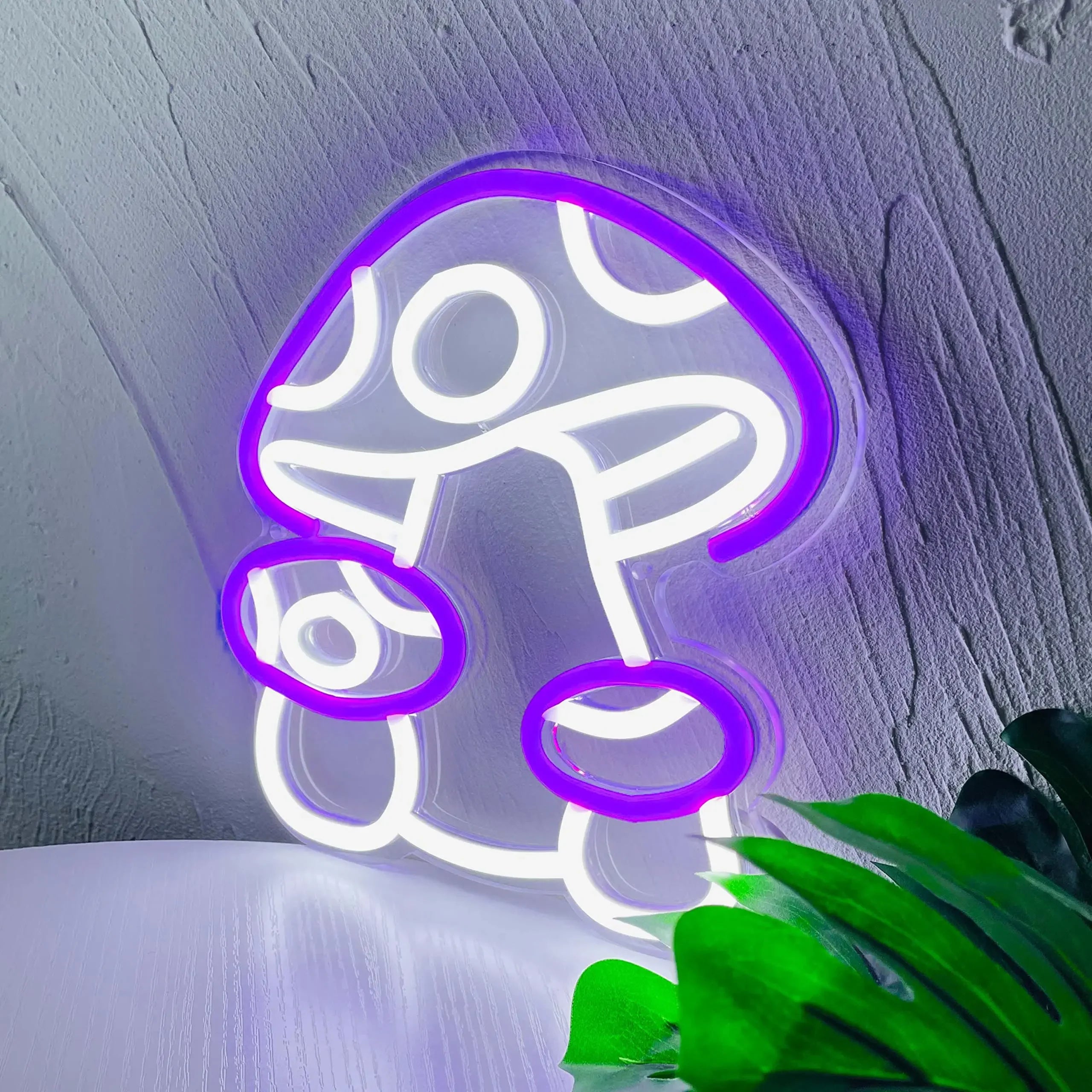 Glowing Purple Mushroom LED Neon Wall Light – Dimmable USB Lamp