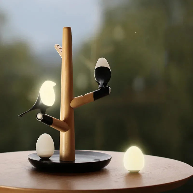 Egg Night Light USB close-up product view, in 2 birds and 1 egg, 2 birds and 2 eggs A, or 1 bird and base