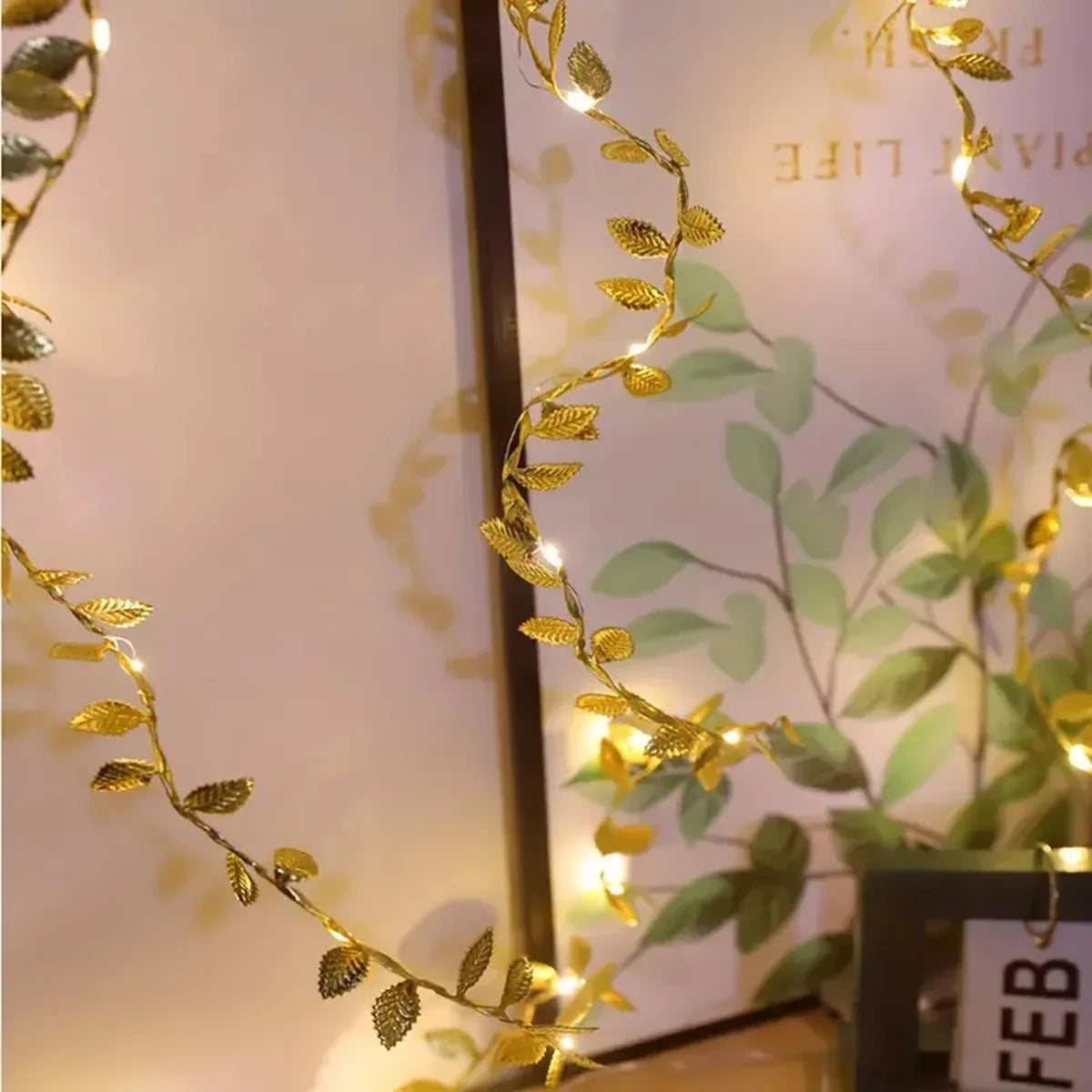 Golden & Silver Leaf Fairy Waterproof Light String