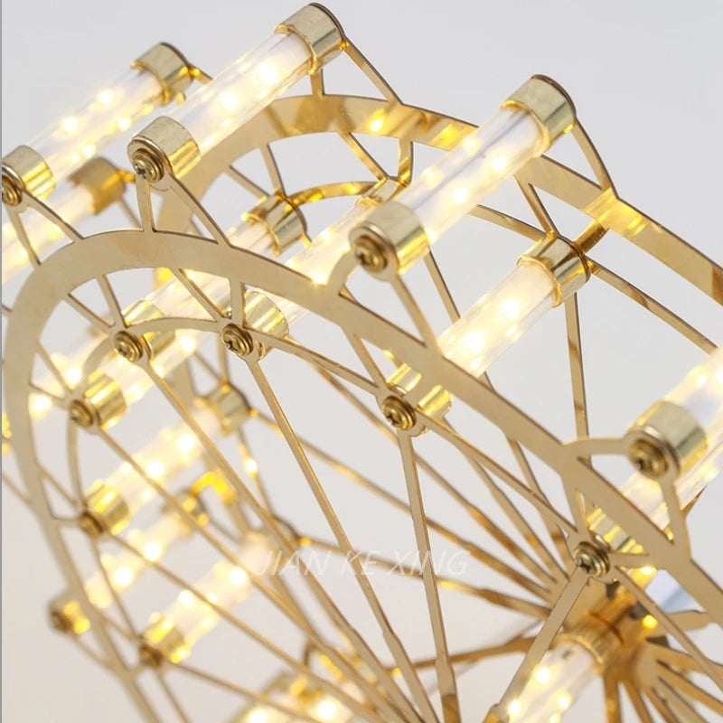 Ferris Wheel LED Table Lamp – Rotating Stainless Steel Desk Light