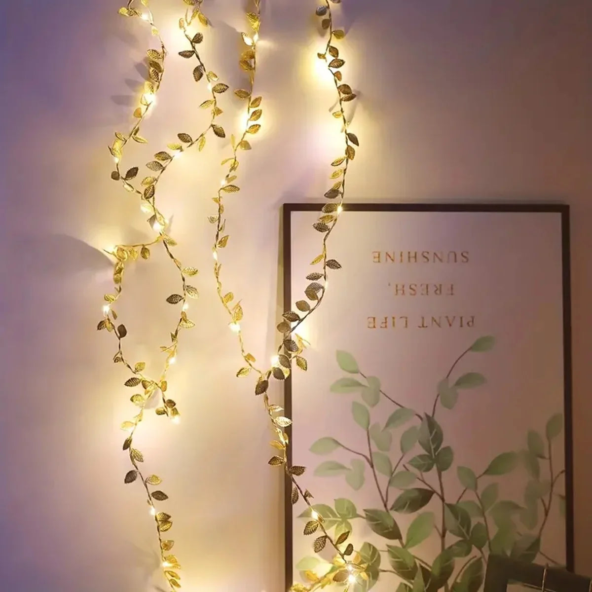 Golden & Silver Leaf Fairy Waterproof Light String