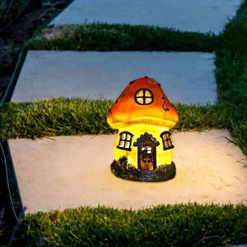 Solar-Powered Mushroom House Light – Enchanting Garden Decor