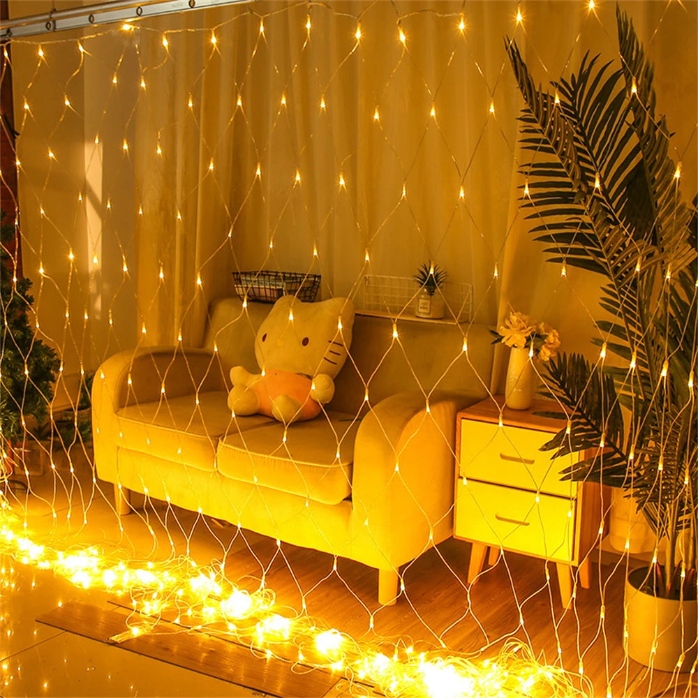 LED Net Mesh Fairy Curtain Light – Outdoor Waterproof Garland