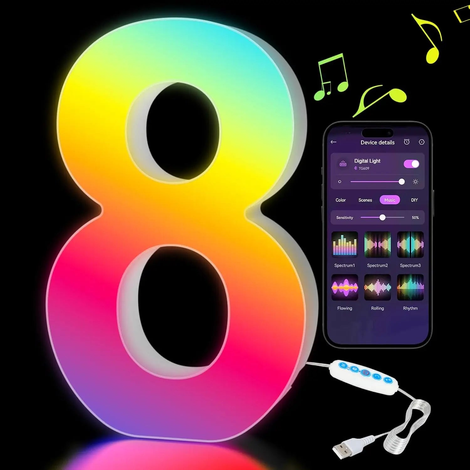 Smart LED Alphabet Letter Lights – App & Voice Controlled RGB Night Light for Bedroom Wall Décor