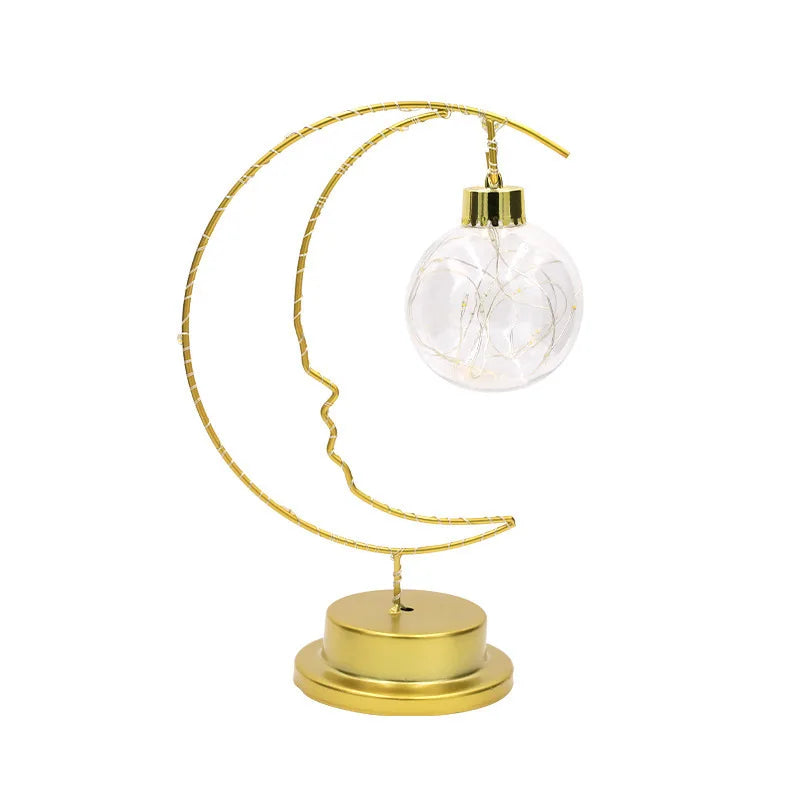 Star Moon Bedside Table Lamp Battery decorative lighting detail